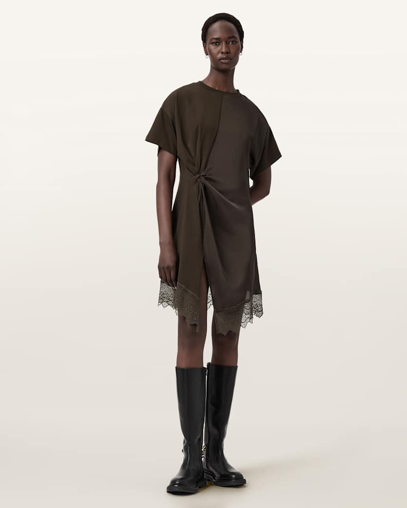 Lana Lace Mini Dress BOTTLE BROWN | ALLSAINTS